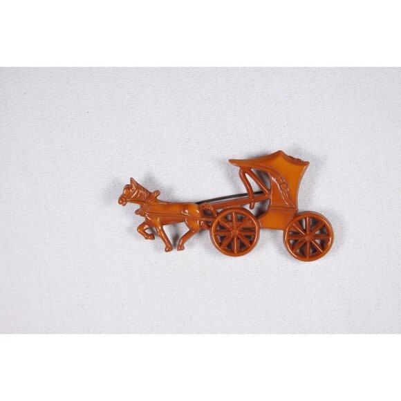 1940s celluloid horse drawn buggy brooch by Nicholas Barbieri pat 133191 - Picture 2 of 8